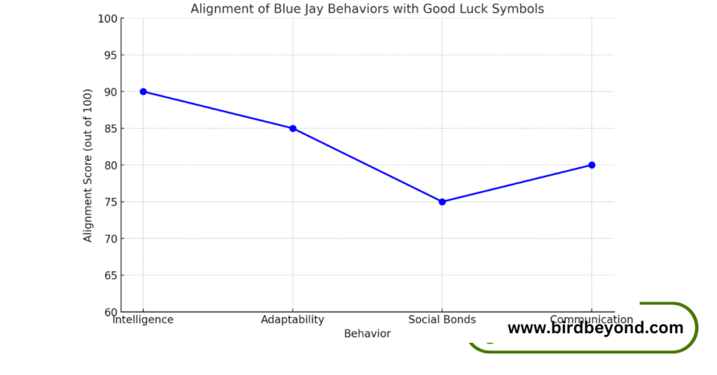 Alignment of blue Jay Behaviors with good luck Symbols