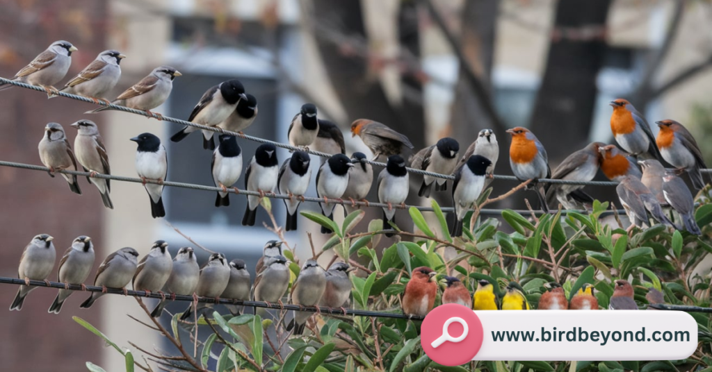 Various four-letter bird species such as a Hawk, Kiwi, Dove, and Swan, each showcasing their unique features in their natural habitats.