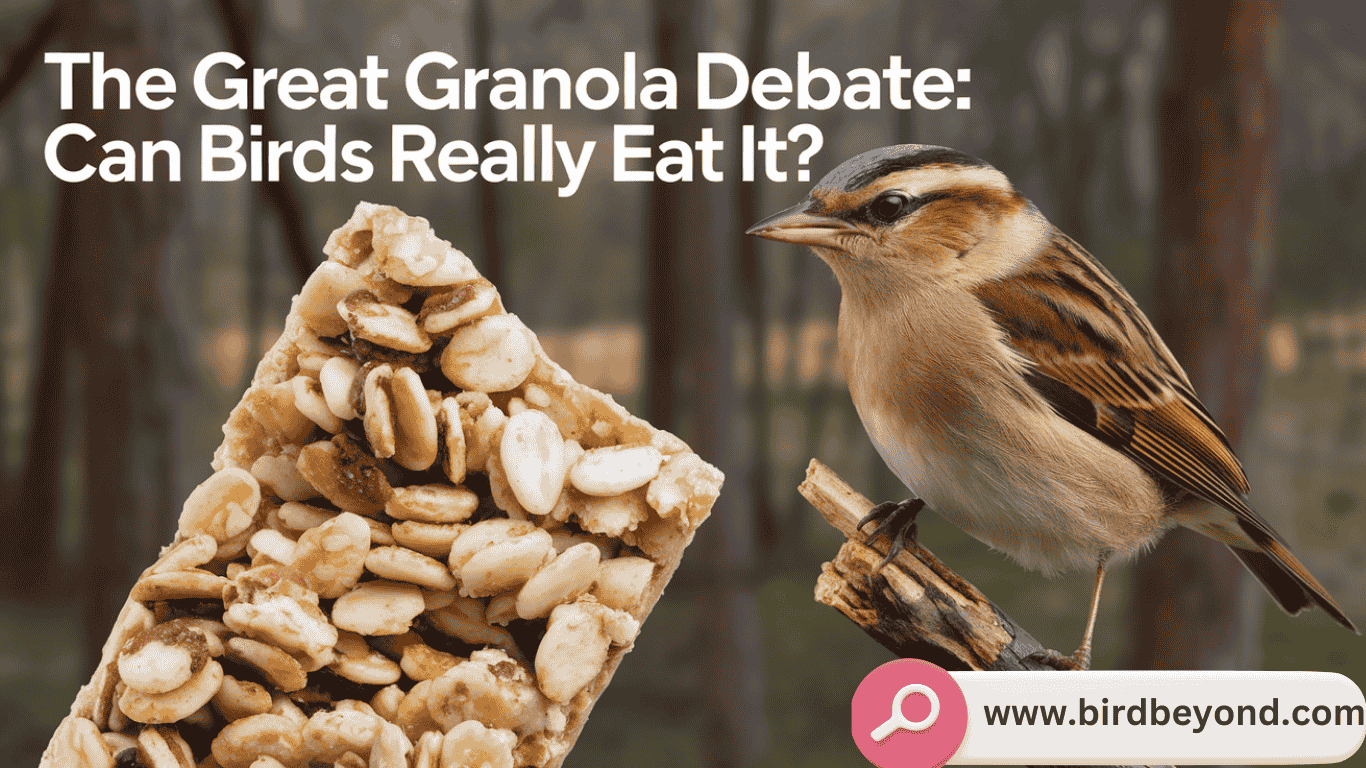 A colorful variety of granola, featuring oats, nuts, seeds, and dried fruit in a bowl, highlighting the question: Can birds safely eat granola?