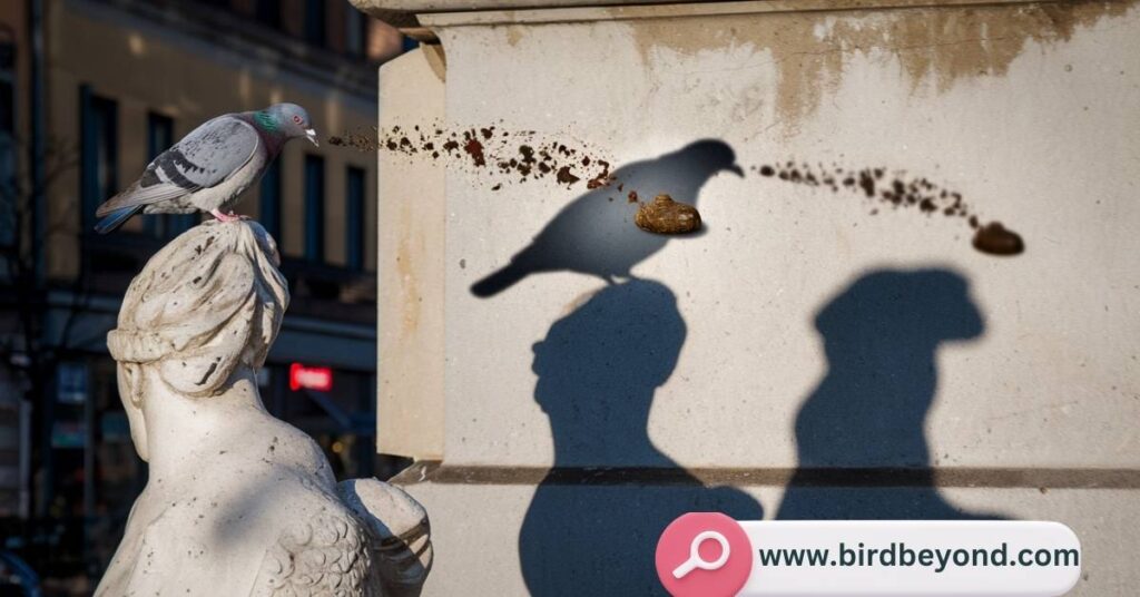 Close-up of bird droppings on a surface, illustrating the unique composition of avian excrement that combines solid and liquid waste