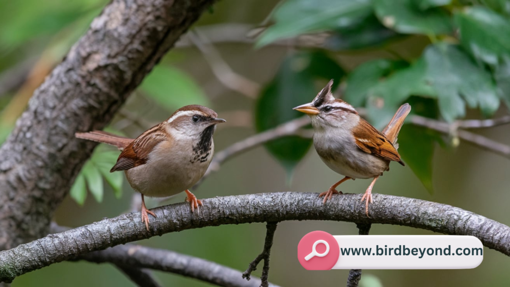 Side-by-side comparison of a wren and a sparrow, highlighting their distinctive features for easy bird identification.