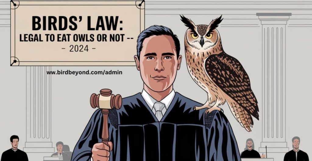 "Legal restrictions on eating owls in 2024, illustrated with an owl perched on a branch."