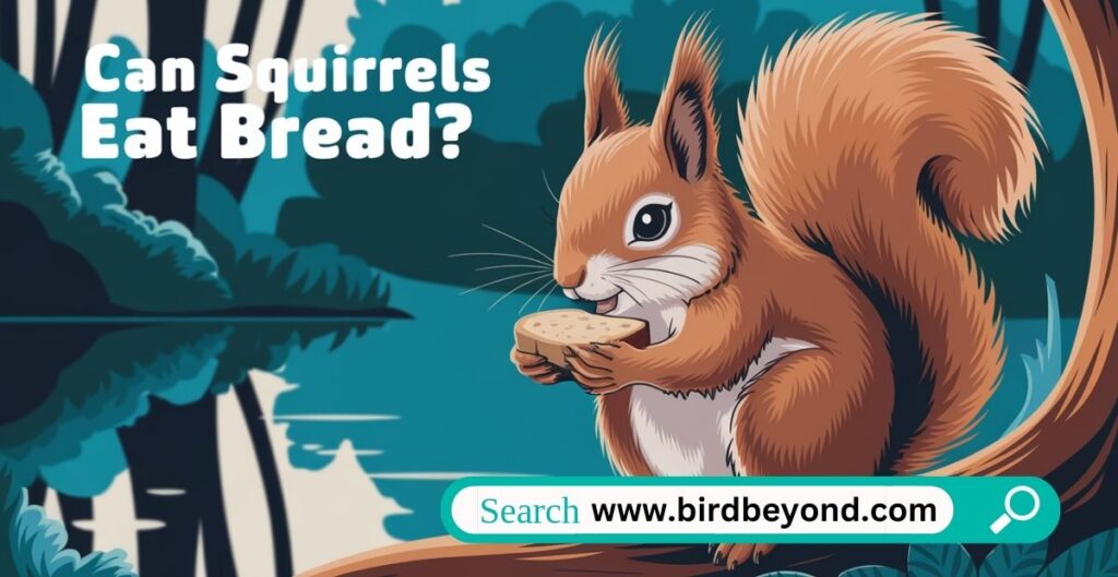 A squirrel holding a piece of bread, exploring whether squirrels can eat bread