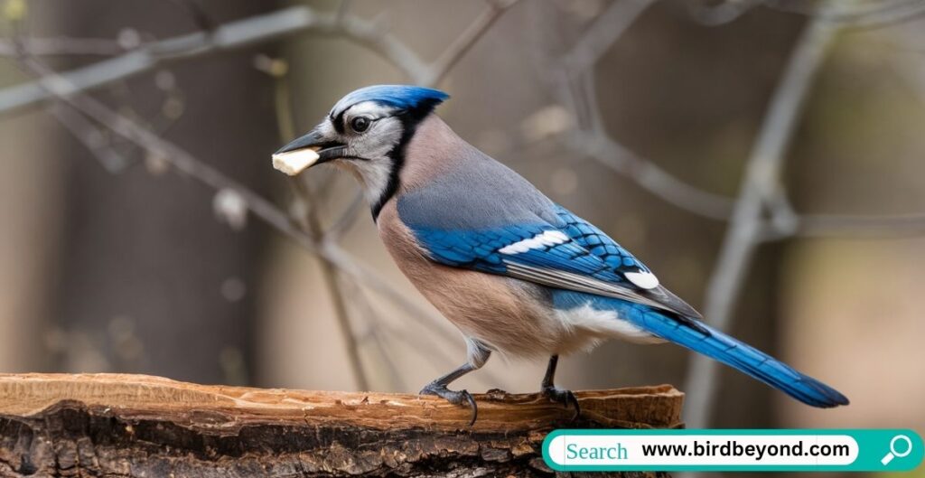 Assorted bird treats including seeds, nuts, fruits, and cheese on a bird feeder with various wild birds gathered around.