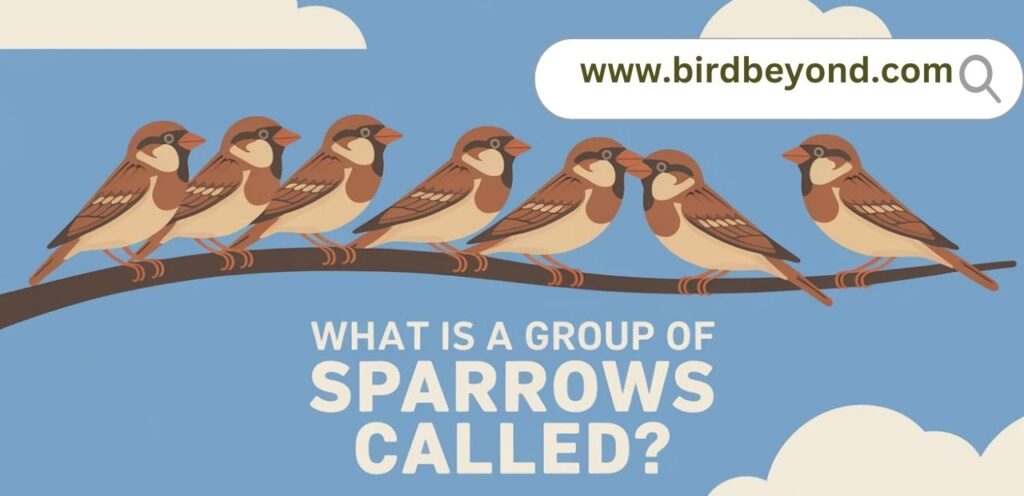 A group of sparrows, commonly called a host, quarrel, or knot, gathered in nature.