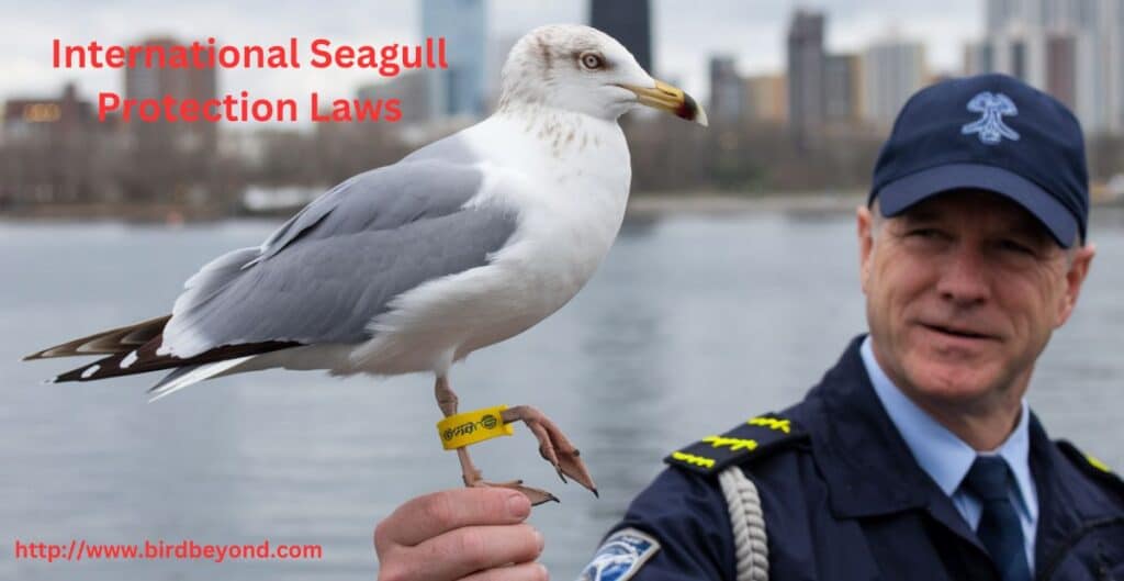 "Seagull flying over the ocean."