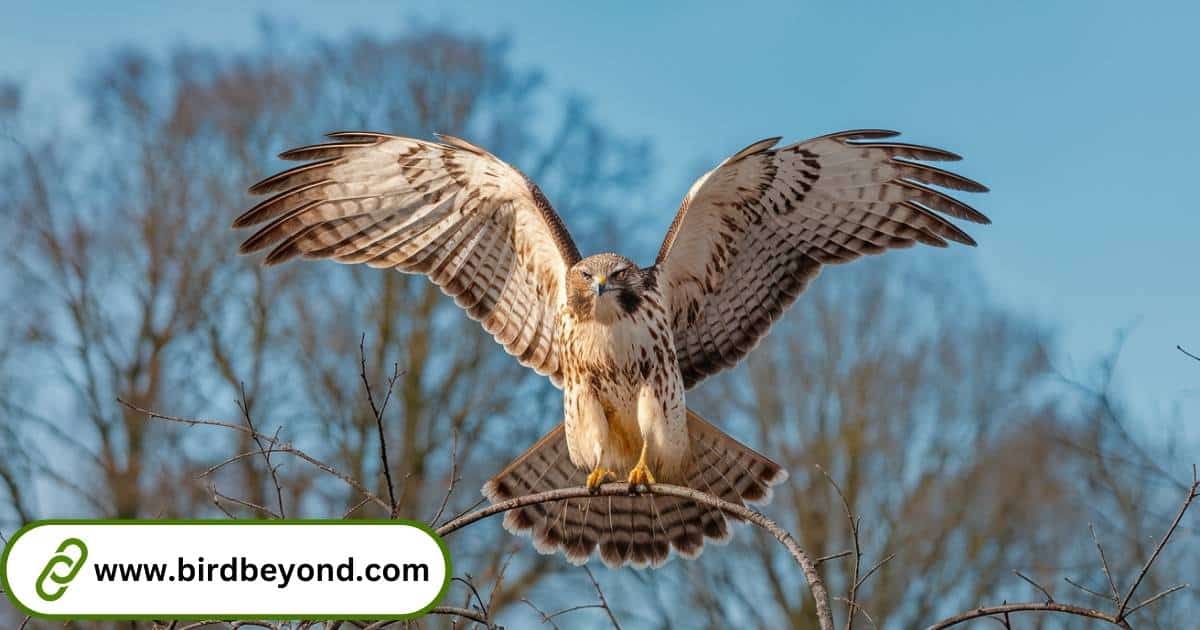 "A majestic hawk perched on a tree branch in Tennessee's lush wilderness, showcasing its role in the state's ecosystem."